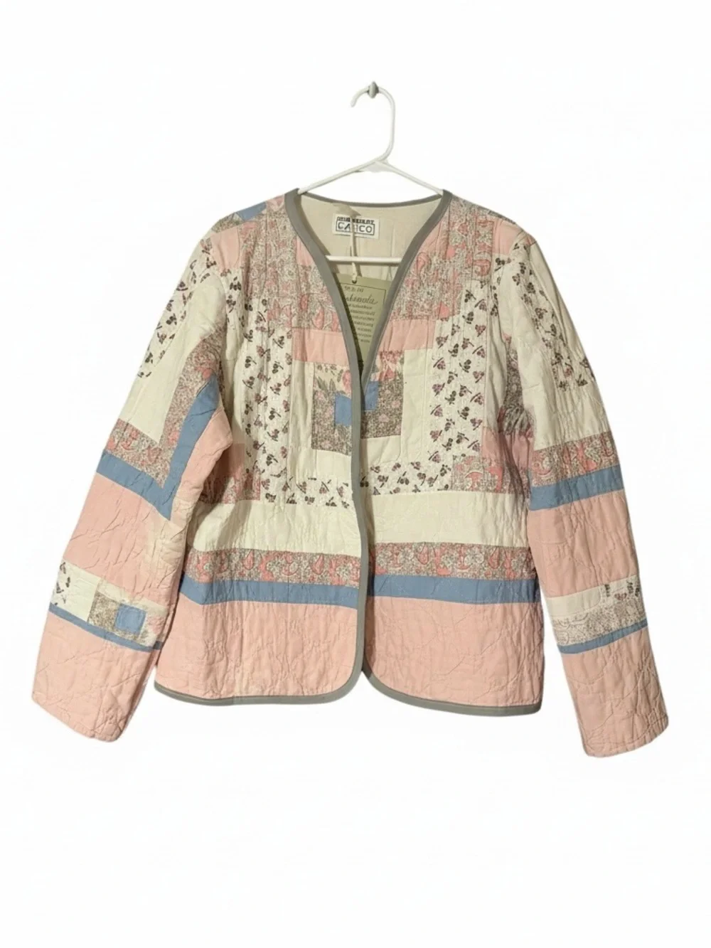 Final Sale! Bundle! ✨Vintage✨ Cottagecore Patchwork Quilted Jacket -Pink & Blue - Picture 7 of 13